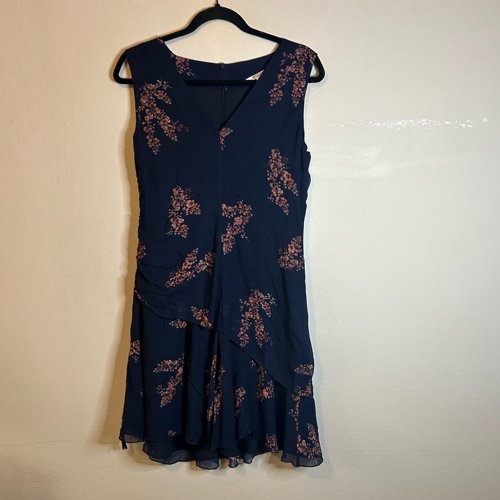 Derek Lam 10 Crosby Navy Floral Pleat Dress